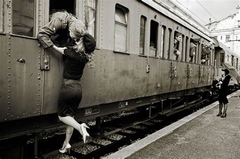 Wallpaper Photography Monochrome Women Men Couple Love Soldier Railway Train Station