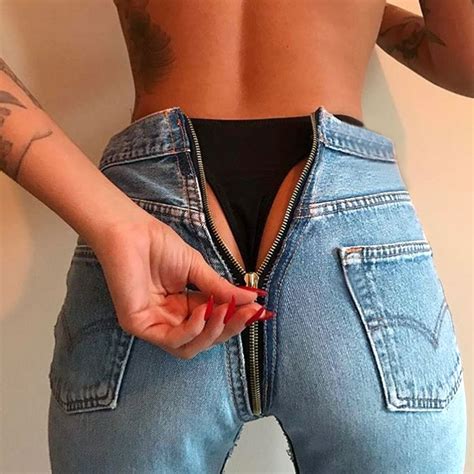 Newest 2017 Straight Jeans Women Pants Cool Denim Fashion Back Zippers