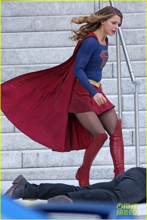 Melissa Benoist Is All Smiles While Filming Supergirl Photo