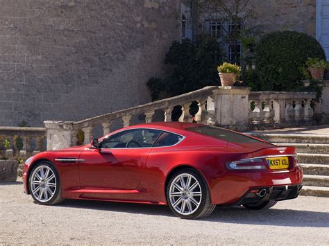 Aston Martin Dbs 2008 Red Side View Style Home Shrubs Wallpaper