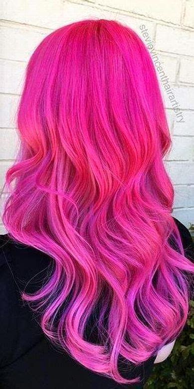 Hot Pink Long Waves Hot Pink Hair Pink Hair Hair Color Pink