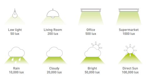 Standard Lux Level Chart Lux Illuminance Chart Light Levels In