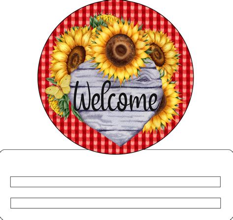 Welcome Sunflower Heart Wreath Rail Hot Mesh Mom Shop