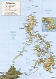 Large detailed relief and road map of Philippines. Philippines large ...