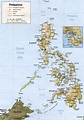 Large detailed relief and road map of Philippines ...
