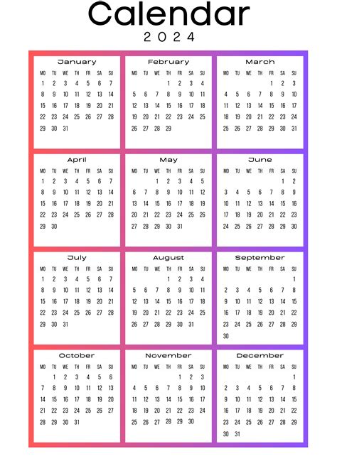 2024 Monthly Calendar Png Free Print Lula Sindee