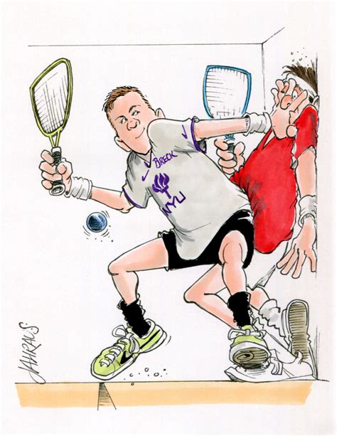A player must be able to hit the ball on a return without the ball hitting the floor twice. Racquetball Cartoon | Funny Gift for Racquetball Players