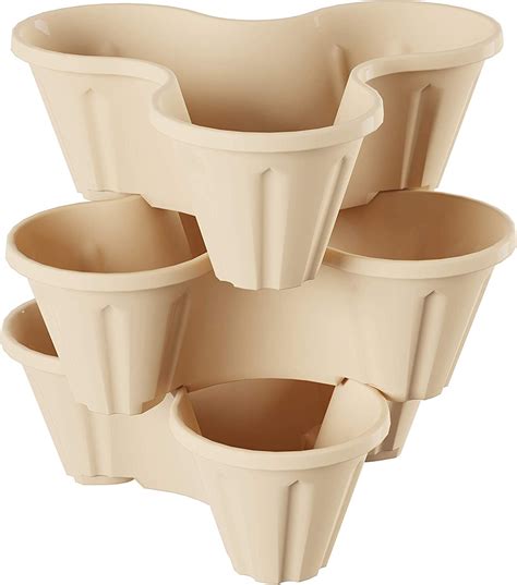 Set Of 3 Stacking Planter Tower 3 Tier Space Saving Flower Pots In