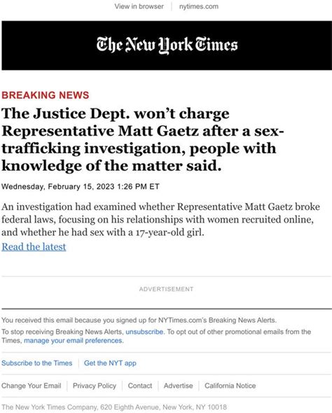 The New York Times Breaking News Justice Dept Is Said To Decline To Bring Charges Against
