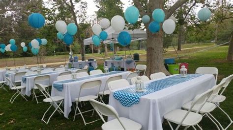 These decorating, food and game ideas will make planning one easy! Park Baby shower | Table decorations, Decor, Baby shower