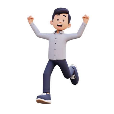 3d Male Character Happy Jumping With Joy 24659007 Png
