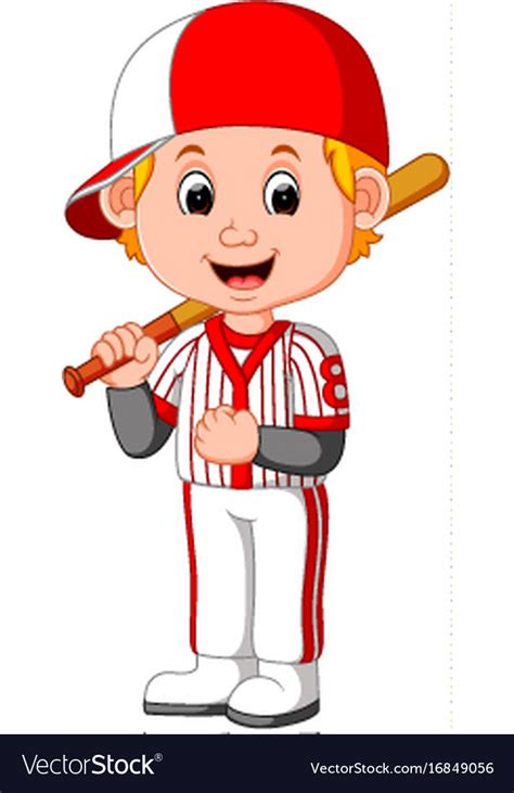 Cartoon Boy Playing Baseball Royalty Free Vector Image