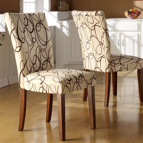 Swirl Print Parsons Dining Chair Set Of Fabric Dining Chairs