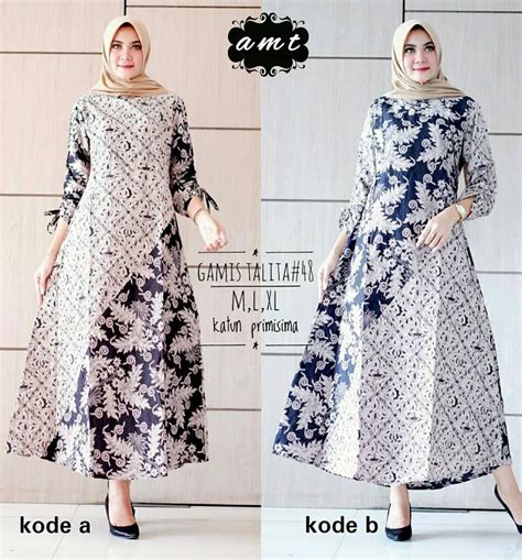 Model Baju Gamis Batik Cantik Kombinasi Batik Fashion Batik Dress Modern Batik Dress