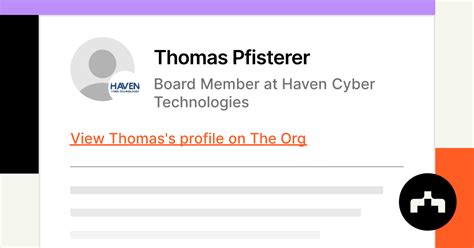 Thomas Pfisterer Board Member At Haven Cyber Technologies The Org