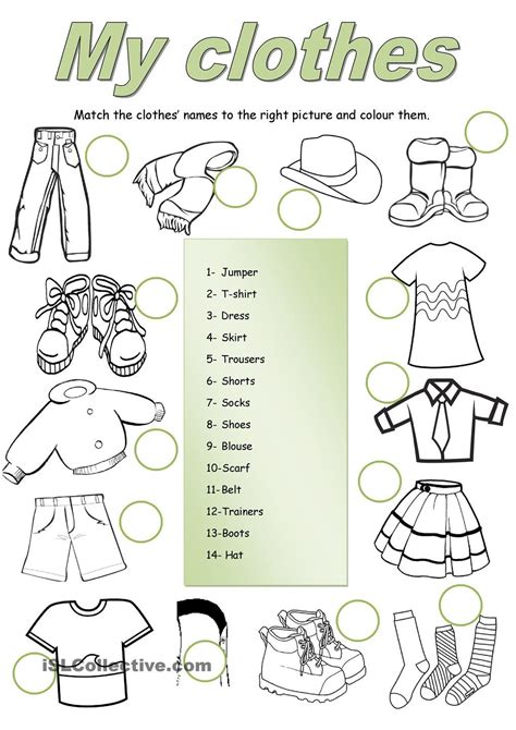 Clothes Matching Teaching Clothes En Ingles Ingles Basico Para