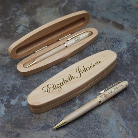 Personalized Maplewood Pen Set With Engraved Pen Case And Choice Of