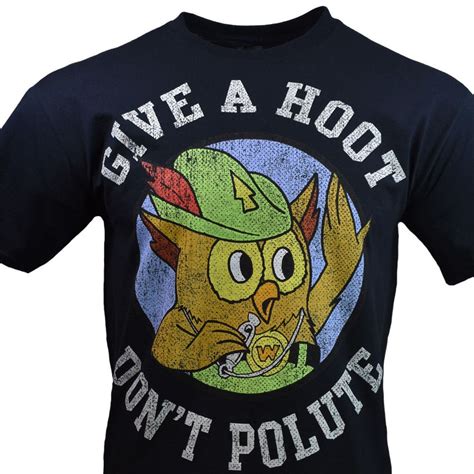 Woodsy Owl Mens T Shirt Give A Hoot Dont Polute Forest Black Ebay Mens Tshirts Mens T