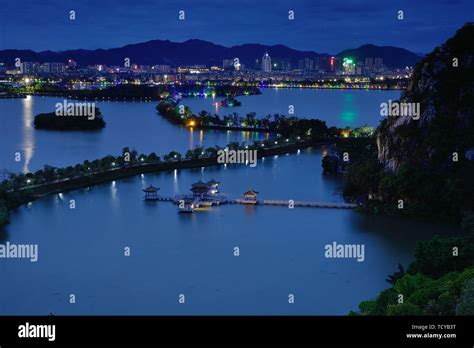 Night Scenery Of Zhaoqing Qixingyan Star Lake City Stock Photo Alamy