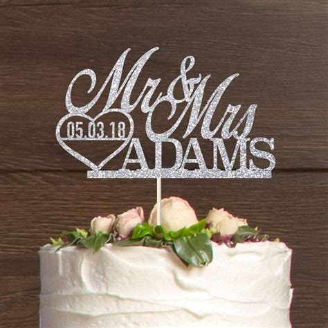 Personalised Mr And Mrs Cake Topper With The Wedding Date Wedding