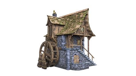 3d Medieval Watermill Model Turbosquid 1475464