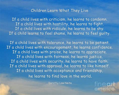 33 Children Learn What They Live Poster By Joseph Keane