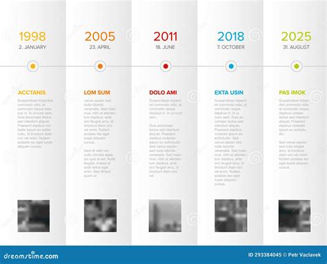 White Folded Paper Timeline Template With Photo Placeholders Stock