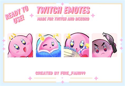 Cute Kirby Emotes Twitch And Discord Etsy