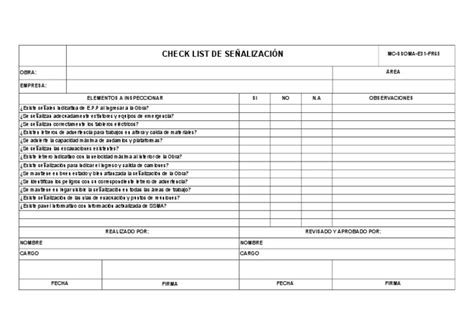 Check List De Señalización Mc Ssoma E31 Fr65