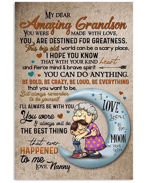 Grandma To Grandson Vertical Poster Forever Love Ts In 2020