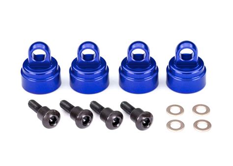 3767a Traxxas Shock Caps Aluminum Blue Anodized 4 Fits All Ultra