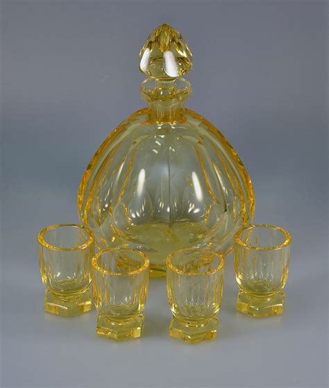 Moser Glass Decanter And 4 Glasses From Scarab Antiques