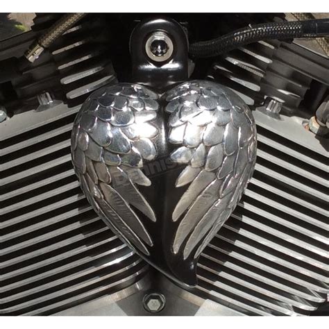 Chrome Dome Motorcycle Products Blackpolished Wings Angel Wing Heart