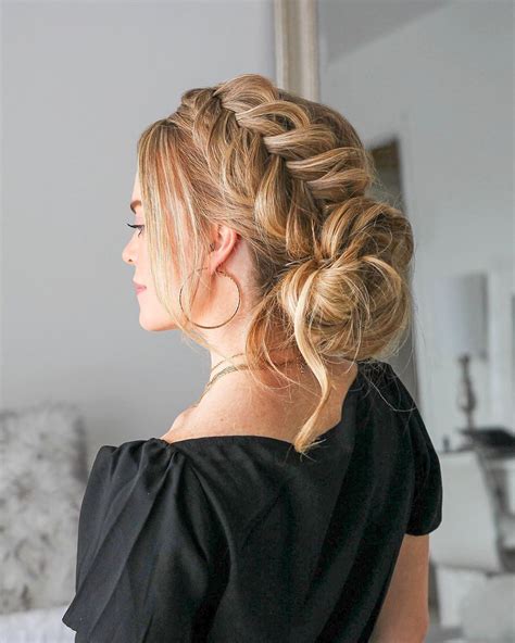 The stylist has braided the hair at the back and there is a small braid at the front, too. 10 Beautiful Braided Updo Hairstyles For Women - Modern ...