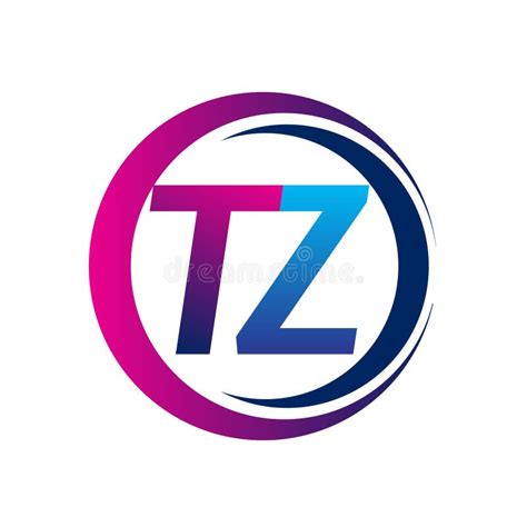 Initial Letter Logo Tz Company Name Blue And Magenta Color On Circle