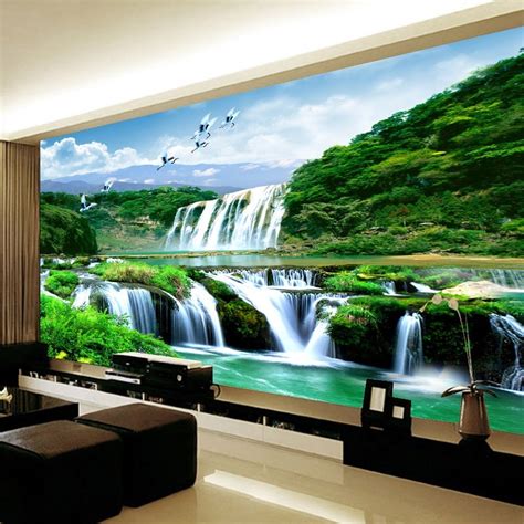 Custom 3d Wall Murals Wallpaper Painting Hd Waterfall Nature Landscape