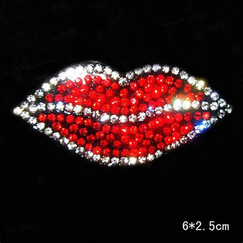 2pcslot Sexy Red Lip Iron On Crystal Transfers Design Iron On