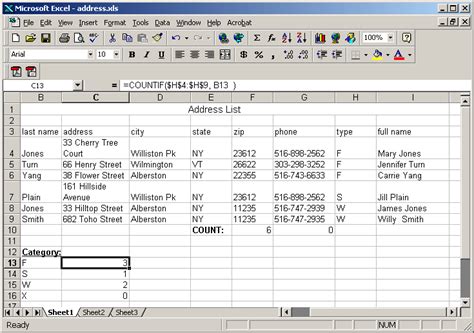 Excel Homework Address List