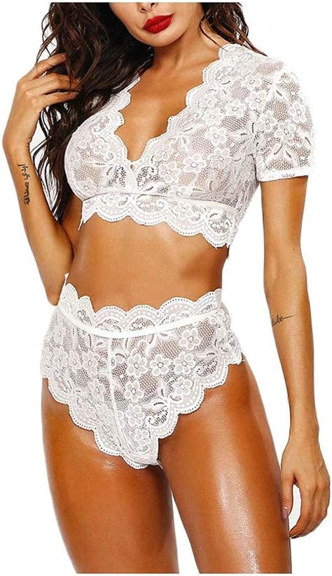 Keerads Femme Ensemble De Lingerie Transparente Et Culotte Grande