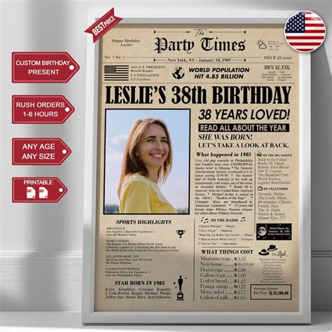 Personalized Th Birthday Custom Gift Newspaper Etsy