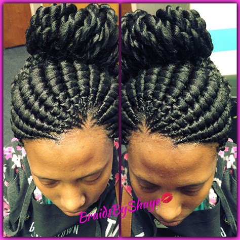These braids look stylish, especially if they are long. Ghana bun with twisted ends (With images) | Cornrow ...