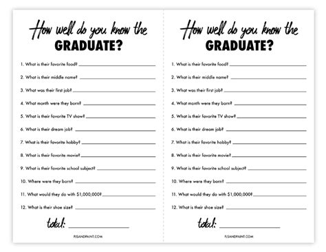 How Well Do You Know The Graduate Printable Game Pjs And Paint