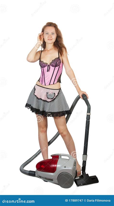 Woman With Vacuum Cleaner Royalty Free Stock Photography Image