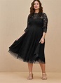 Plus Size - Special Occasion Black Lace Midi Dress - Torrid