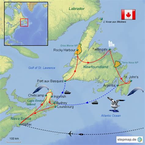 Stepmap Neufundland Landkarte Für Nordamerika