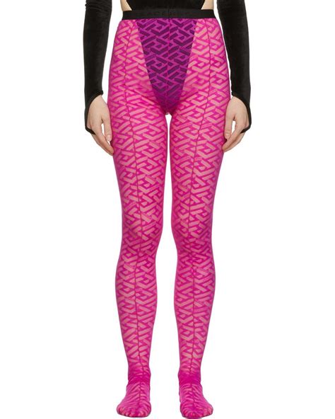 Versace Pink Tulle Monogram Tights Lyst
