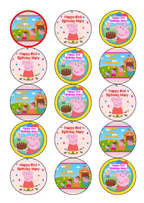 Peppa Pig Themed Cupcake Toppers Peppa Pig Cake Toppe