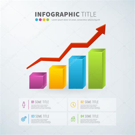 Business Infographic Growth Bar Chart Statistics With Icons — Stock
