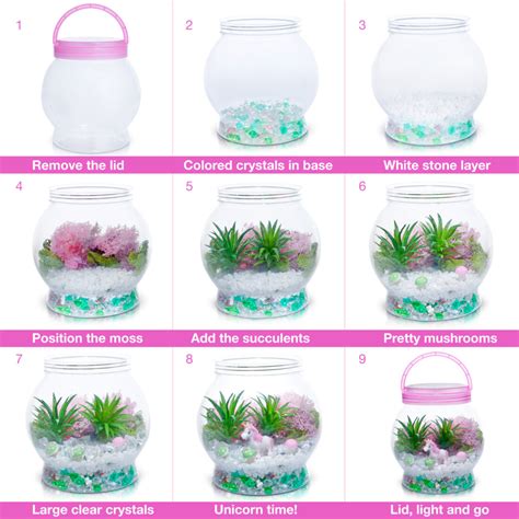 Diy Itsy Unicorn Terrarium Kit For Kids With Led Light Amitié Lane