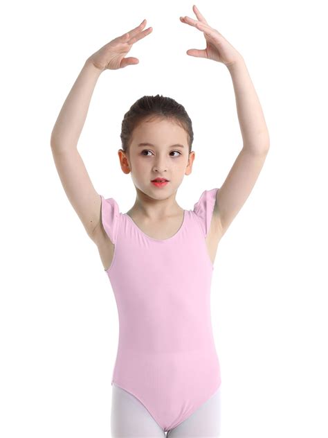 Iefiel Kids Girls Ruffle Short Sleeves Gymnastics Ballet Leotard
